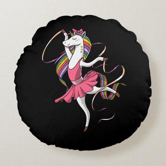 Unicorn Ballerina Round Pillow (Front)