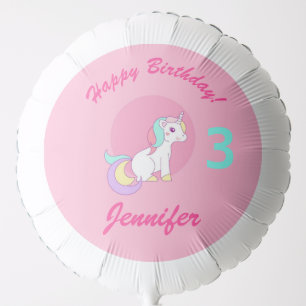 Unicorn Balloon Birthday Girls' Name Age