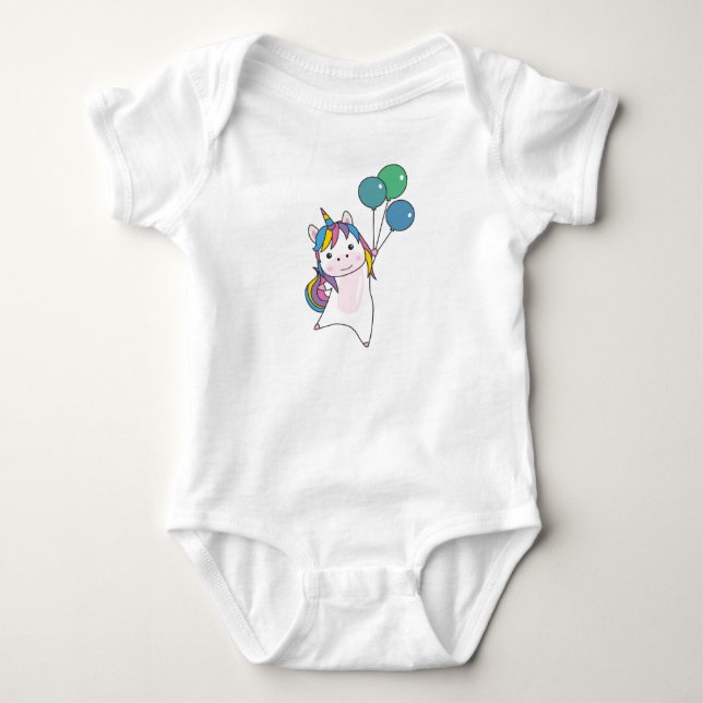Unicorn Balloons Balloons Cute Animals For Kids Baby Bodysuit (Front)