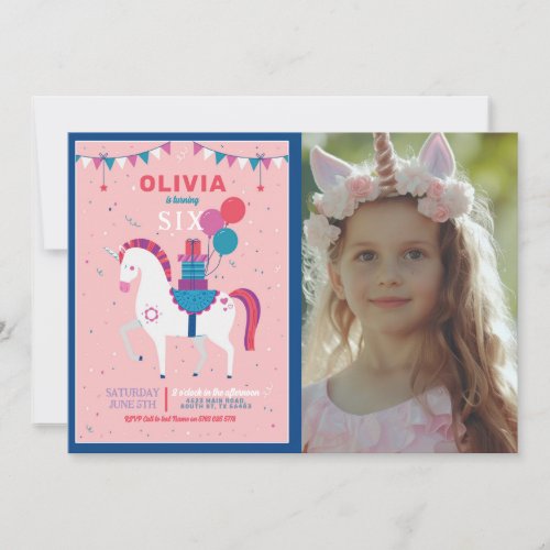 Unicorn Balloons Birthday Party Gifts  Invitation