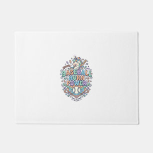 Unicorn Baseball Horn Power Kawaii Vector Design_1 Doormat