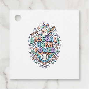 Unicorn Baseball Horn Power Kawaii Vector Design_1 Favor Tags