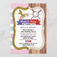 Unicorn & Baseball Joint Boy Girl Birthday Sports Invitation