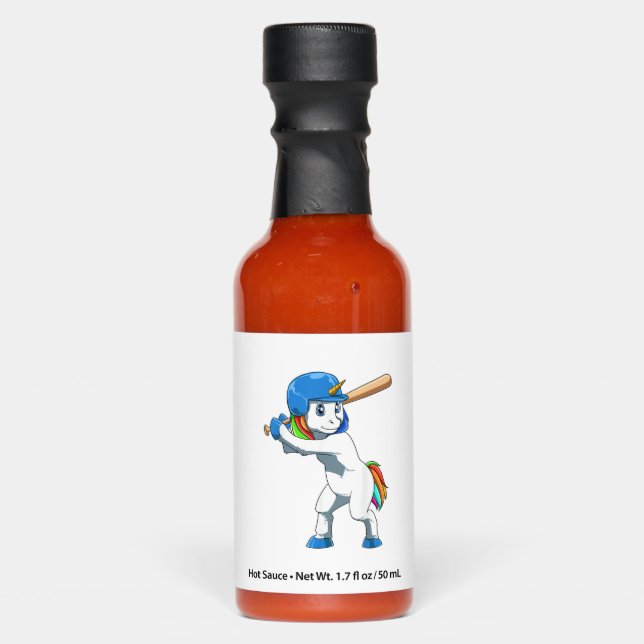 Unicorn Baseball Unicorn Playing Baseball Unicorn  Hot Sauces (Front)