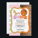 Unicorn & Basketball Joint Boy Girl Birthday Invitation<br><div class="desc">Unicorn & Basketball shared party invitation. Perfect for 2 children with 2 interests!
Fun invite for any age! Back print included.</div>