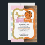Unicorn & Basketball Joint Boy Girl Birthday Invitation<br><div class="desc">Unicorn & Basketball shared party invitation. Perfect for 2 children with 2 interests!
Fun invite for any age! Back print included.</div>