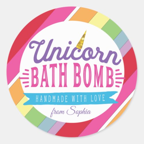 Unicorn Bath Bomb Custom Labels Stickers