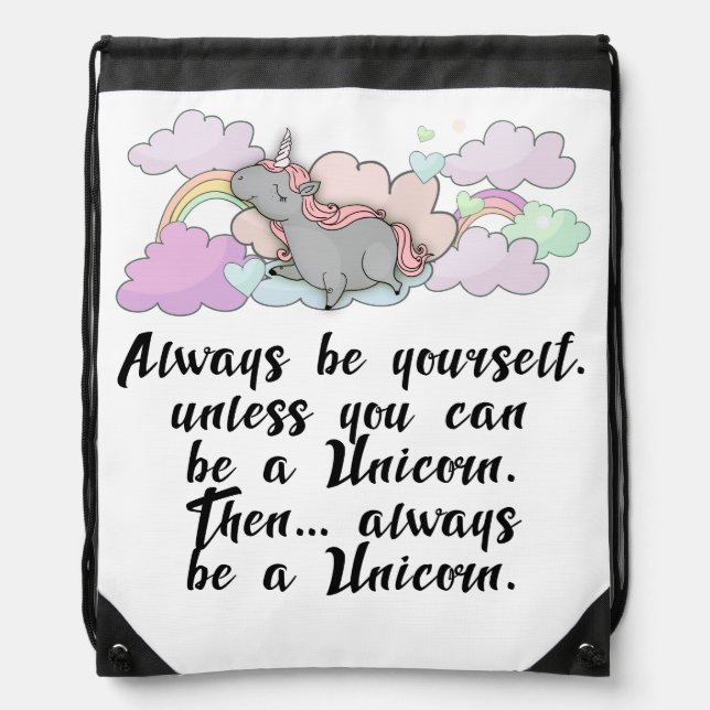 Unicorn, Bea A Unicorn, Drawstring Backpack (Front)