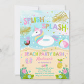 Unicorn Beach Party Invitation Unicorn Pool Float (Front)
