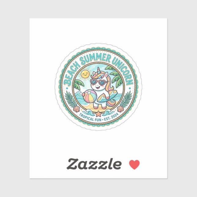 Unicorn Beach Summer Unicorn POD Ready Apparel Gra Sticker (Sheet)