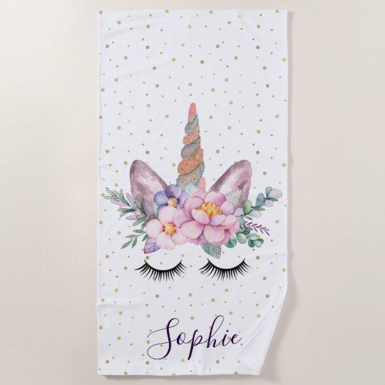 Unicorn Beach Towel Unicorn Face