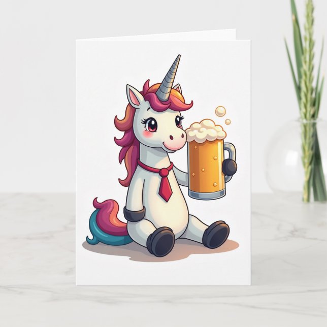 Unicorn Beer Cheers Funny Card (Front)