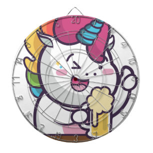 unicorn beer dartboard with darts