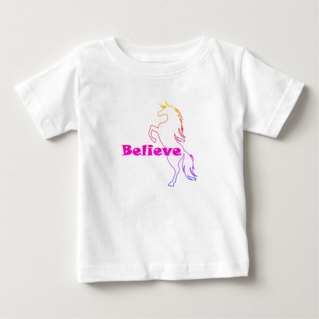 Unicorn Believe Design - Baby Fine Jersey T-Shirt (Front)