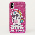 Unicorn Believe in Love Glitter Photo Custom iPhone X Case