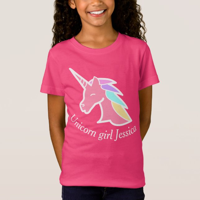 Unicorn believer pink personalized girl t-shirt (Front)