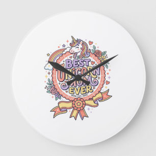 Unicorn Best Unicorn Mom Ever Whimsical Zazzle Des Large Clock