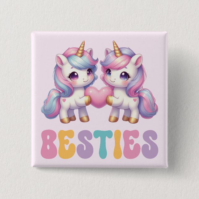 Unicorn Besties Best Friends Forever Button (Front)