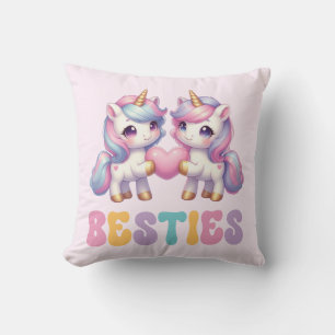 Unicorn Besties Best Friends Forever Throw Pillow