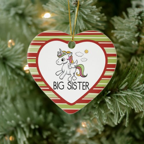 Unicorn Big Sister Cute Christmas Ceramic Ornament