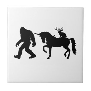 Unicorn, Bigfoot, Jackalope Ceramic Tile