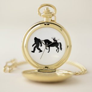 Unicorn, Bigfoot, Jackalope Pocket Watch