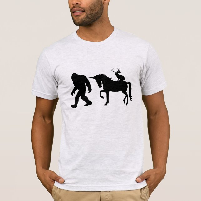 Unicorn, Bigfoot, Jackalope T-Shirt (Front)