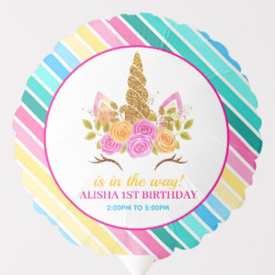 Unicorn Birthday 1st Birthday Party Balloon