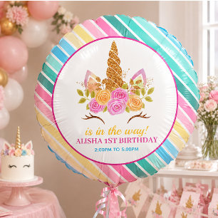 Unicorn Birthday 1st Birthday Party Balloon