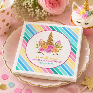 Unicorn Birthday 1st Birthday Party Napkins
