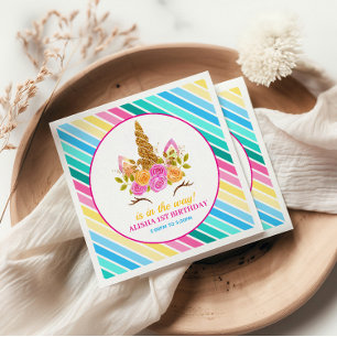 Unicorn Birthday 1st Birthday Party Napkins