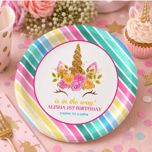 Unicorn Birthday 1st Birthday Party Paper Plates
