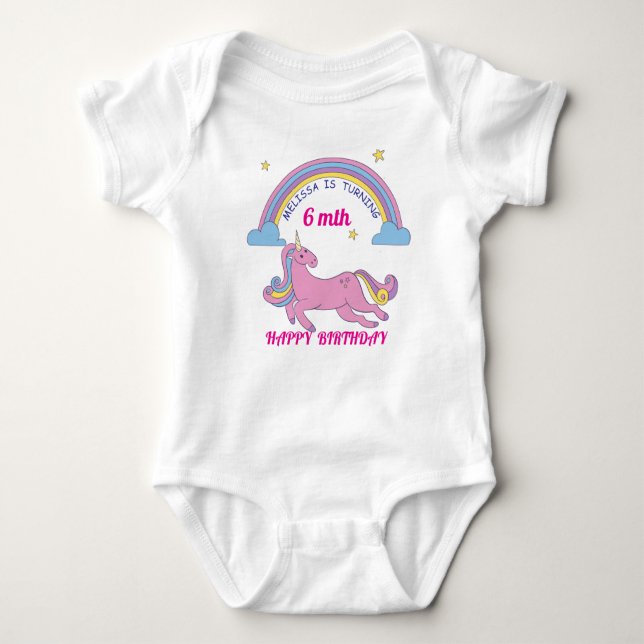Unicorn Birthday Baby Bodysuit – Custom Name & Age (Front)