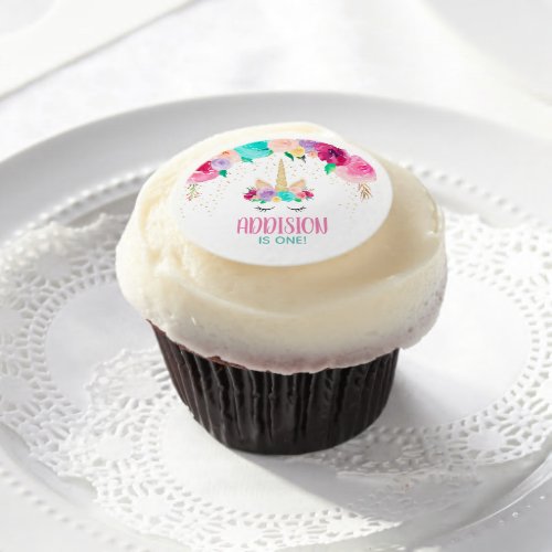 Unicorn Birthday Baby Shower Cupcake Topper Edible Frosting Rounds