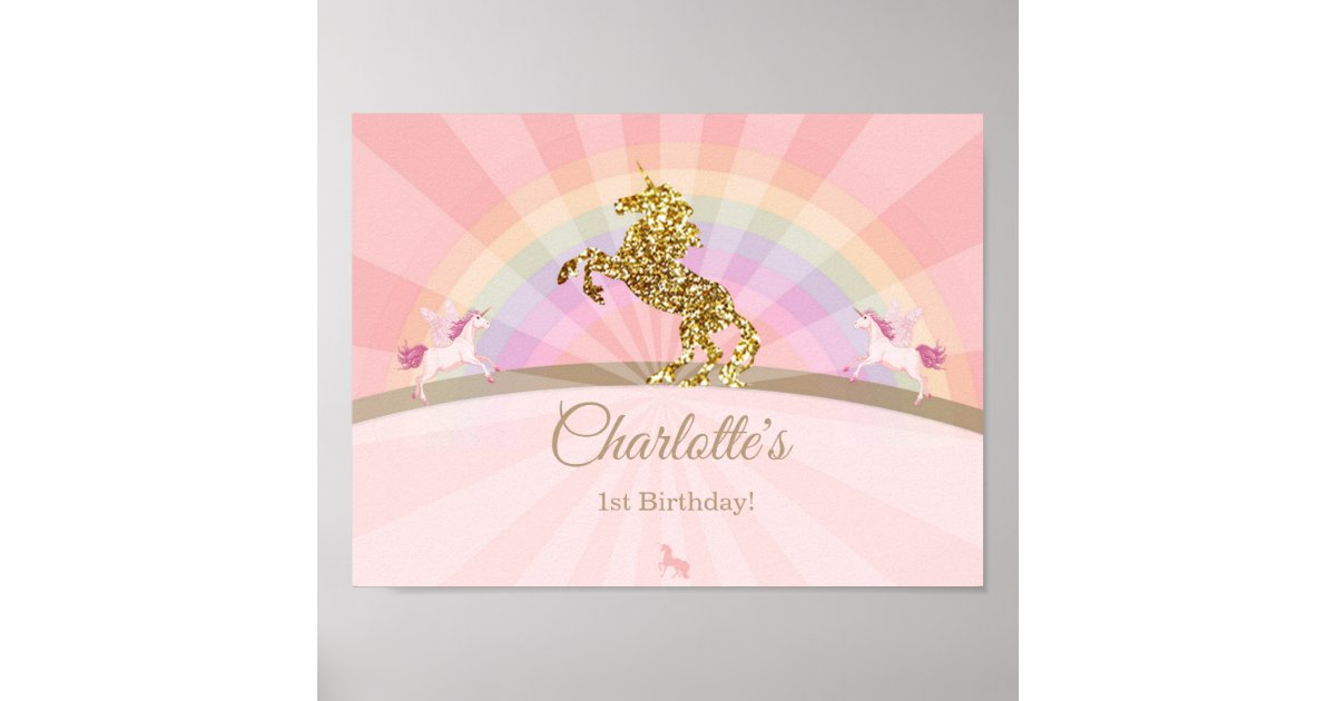 Unicorn birthday banner | Unicorn baby shower Poster | Zazzle
