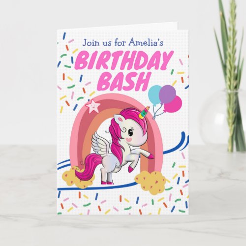 Unicorn Birthday Bash Party Invitation 