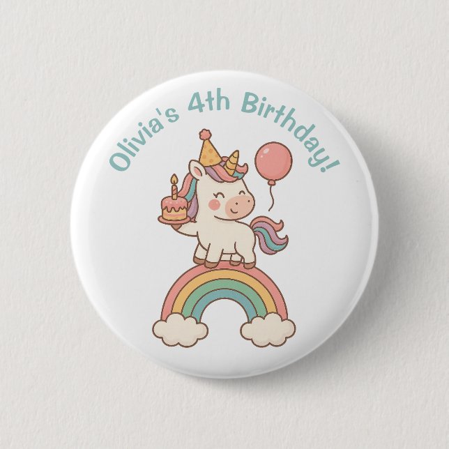 Unicorn Birthday Button (Front)