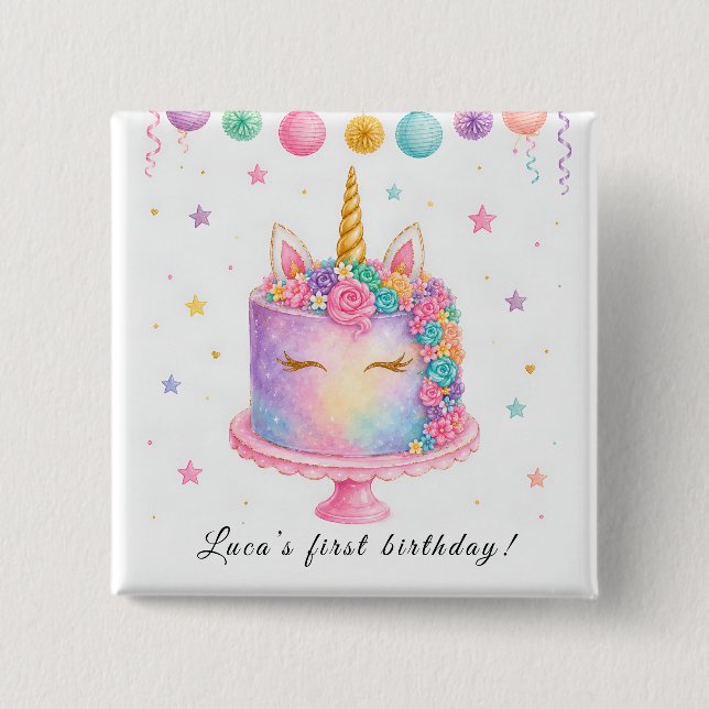 Unicorn Birthday Button (Front)