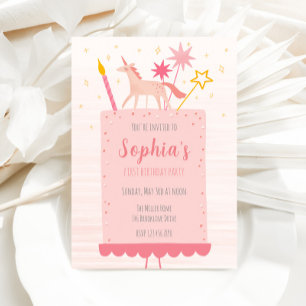 Unicorn Birthday Cake Invitation