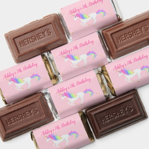 Unicorn Birthday Candy   Magical Pink  Gold Hersheys Miniatures