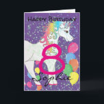 Unicorn Birthday Card For 8 Year Old Girl<br><div class="desc">Custom personalised unicorn picture birthday card for 8 year old daughter,  neice or granddaughter  Add your own pictures and words to create a unique greeting card.</div>