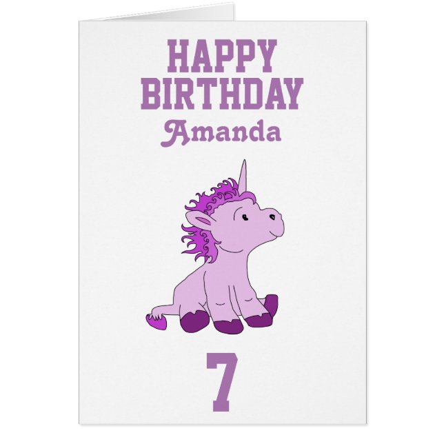 Unicorn Birthday Card for Kids - Personalize it (Front)