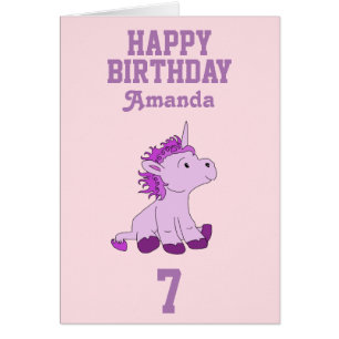 Unicorn Birthday Card for Kids - Personalize it