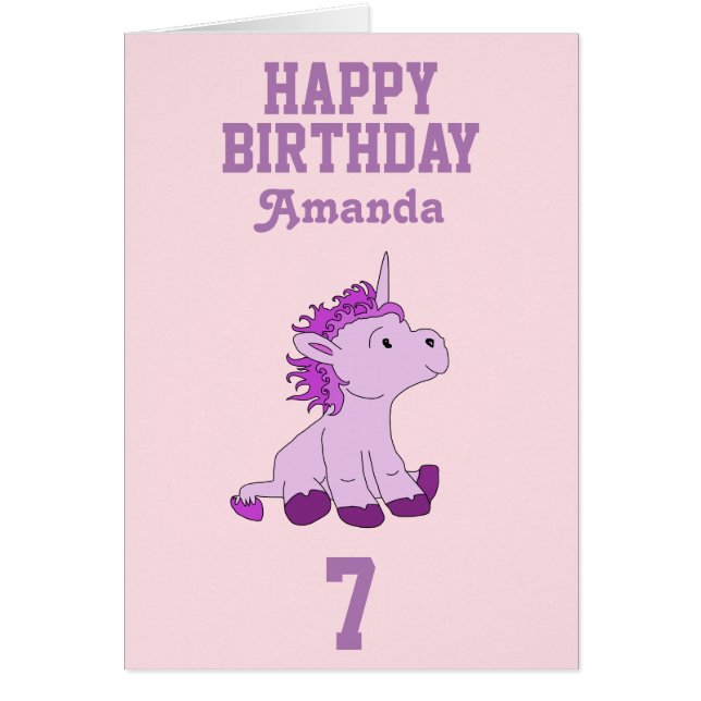 Unicorn Birthday Card for Kids - Personalize it (Front)