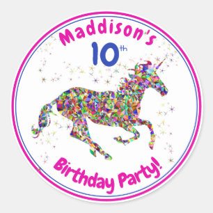 Unicorn Birthday Classic Round Sticker