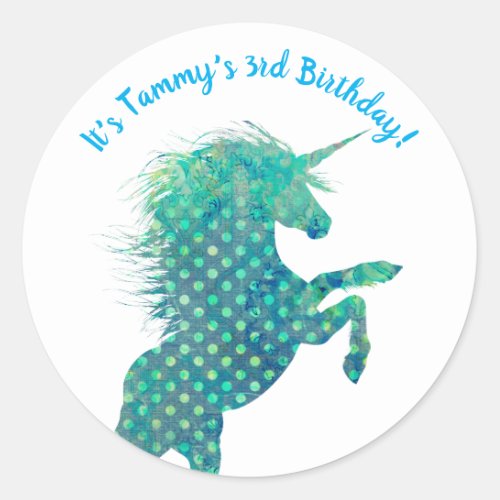 Unicorn Birthday Classic Round Sticker