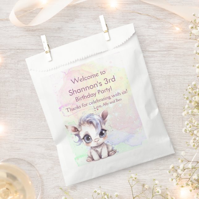 Unicorn Birthday Favor Bag (Clipped)