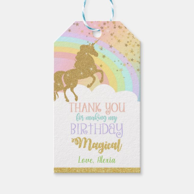 Unicorn Birthday Favor Tag (Front)