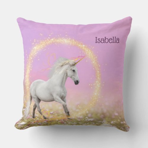 Unicorn Birthday Gift Pink and Lavender Throw Pillow