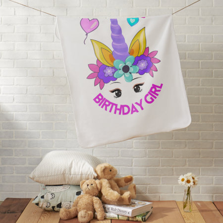 Unicorn, Birthday Girl, Baby Shower Baby Blanket